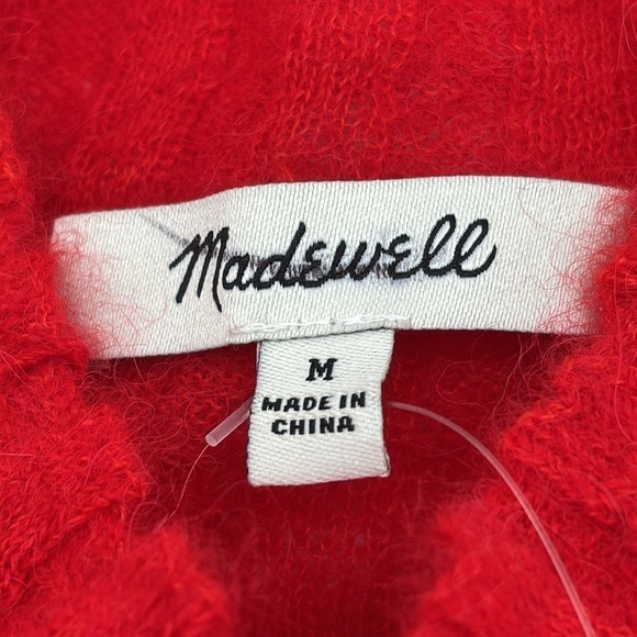 Madewell Alpaca-Blend Mockneck Sweater in Bright Cherry Red size M NWT NO041 - Picture 9 of 13